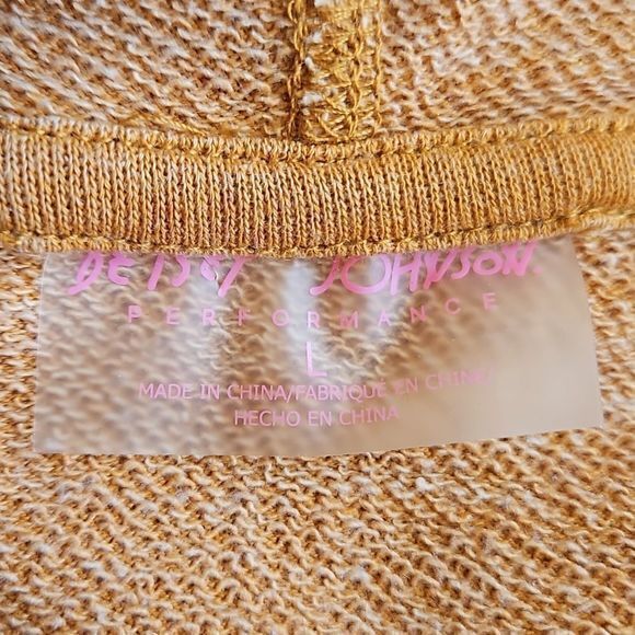 Betsey Johnson Performance Heathered Mustard Cowl Neck Hoodie Sz L‎ - Picture 8 of 14